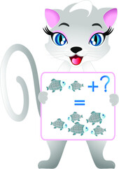 Educational games for children, illustrate mathematical preparation, with fish.