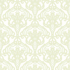 Baroque wallpaper. Seamless vector background ornate art deco decorative leaves. Damascus