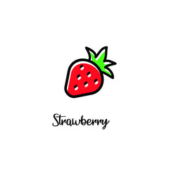 Strawberry vector icon in minimalistic style for design, card, brochure, banner