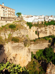 Fototapeta na wymiar Panoramic view from New bridge in Ronda, one of the famous white place in Andalucia, Spain
