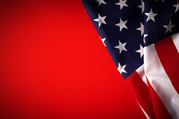 American flag on red background, usa symbol