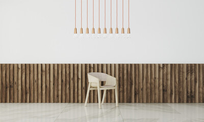 multi bulb lamp with chair in modern interior