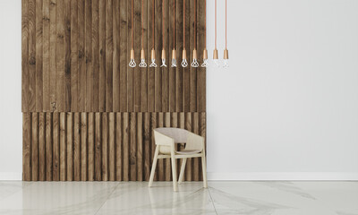 multi bulb lamp with chair in modern interior