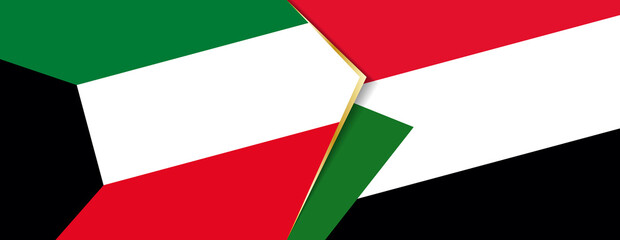 Kuwait and Sudan flags, two vector flags.