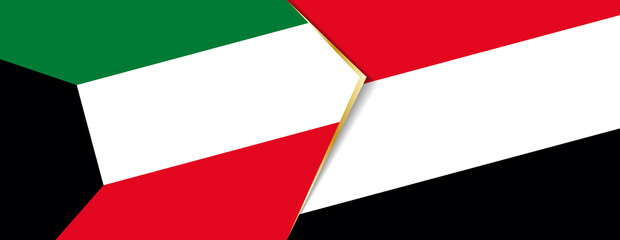 Kuwait and Yemen flags, two vector flags.