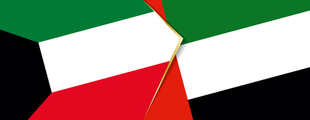 Kuwait and United Arab Emirates flags, two vector flags.