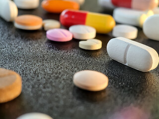 Fototapeta na wymiar Different medicine drugs, pills, tablets, capsules