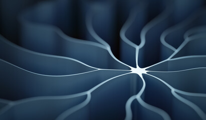 AI and nano technology concept. Artificial neural network. 3D rendered illustration.