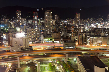 Fototapeta na wymiar ポートタワーからの神戸市街夜景
