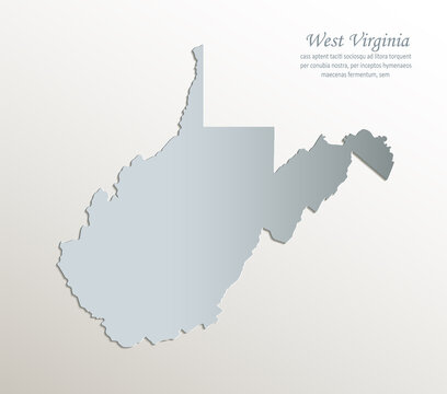 West Virginia  map, white blue card paper 3D vector