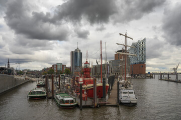 Stormy day in the harbor of Hamburg.