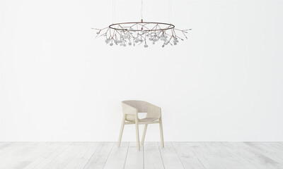 Minimalistic lamp with chair in moder interior