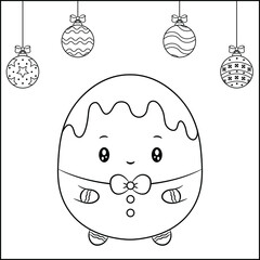 Merry Christmas cute ginger cookie drawing sketch with ornaments