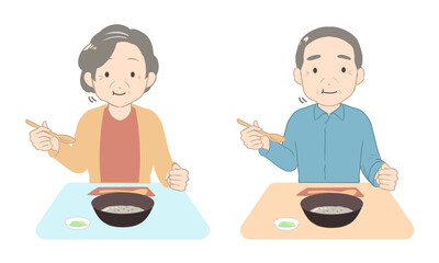 お粥を咀嚼する　シニア(線無し)