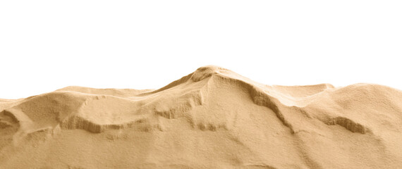 Heap of dry beach sand on white background