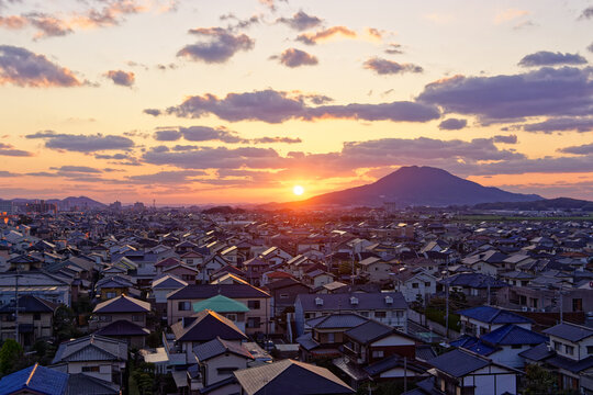 panoramic view above fukuoka city nishi ward and mount Kayasan