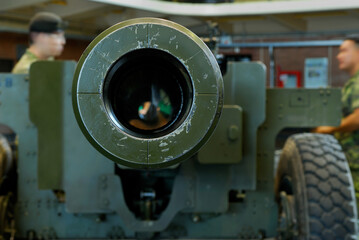 Fototapeta na wymiar Large bore cannon at Fort York Armoury Toronto
