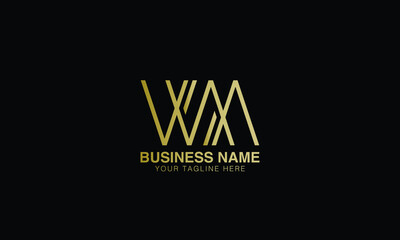 WM initial luxury golden color logotype with letter template vector image