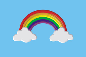 Colorful rainbow illustration with clouds 