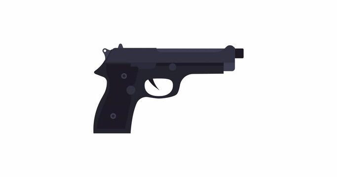 Police pistol vector icon gun illustration handgun weapon isolated symbol. Security crime sign protection war