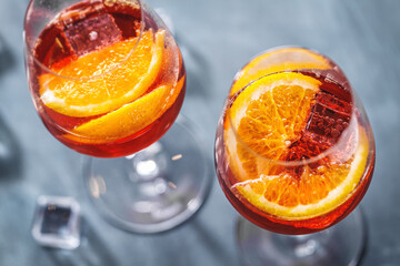 Aperol spritz served in glasses