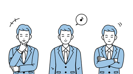 Fototapeta premium ビジネスマン 会社員 スーツ姿の男性 笑顔 笑う 表情 