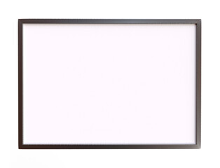 Picture or whiteboard frame isolated white background silver aluminium frame. Blank portfolio mockup