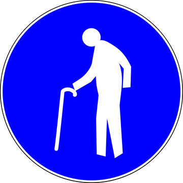 Elderly people allowed blue sign