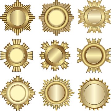 isolated golden badges