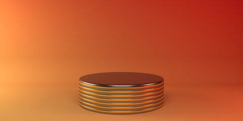 Abstract geometric shape of the podium with a metal base for the product. minimal concept. 3d rendering