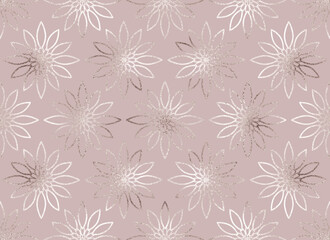 Christmas geometric silver floral decoration seamless pattern.