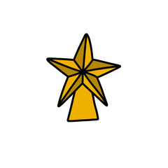 christmas tree topper doodle icon, vector color illustration
