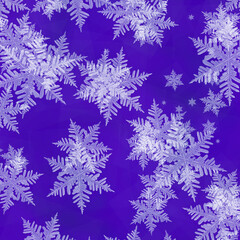 Blue sky and snowflake. Winter background. 