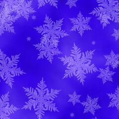 Blue sky and snowflake. Winter background. 