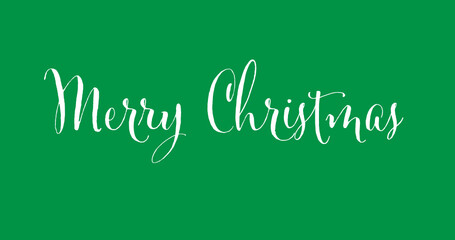 Marry Christmas Script Text on a Green Background