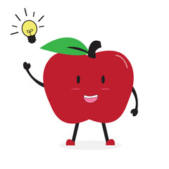 Cute apple fruit character got idea Cartoon Vector.
