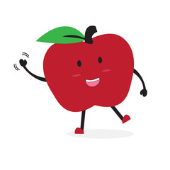 Cute apple fruit character lay hand Cartoon Vector.