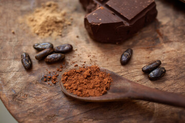 Chocolate with roasted cacao beans and spices