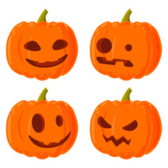 Colored pumpkin set. Orange pumpkins set. Vector.