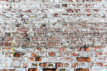 Old flaky brick wall. Aged background.