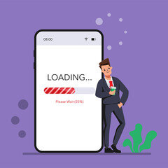 Loading application working concept with businessman.