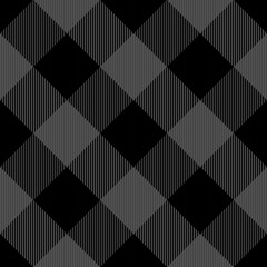 Diagonal tartan Halloween plaid. Scottish pattern in gray and black cage. Scottish cage. Traditional Scottish checkered background. Seamless fabric texture. Vector illustration