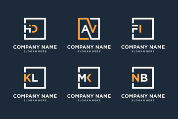 monogram logo design collection with square symbols.