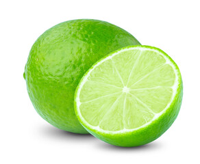 lime or green lemon isolated on white background