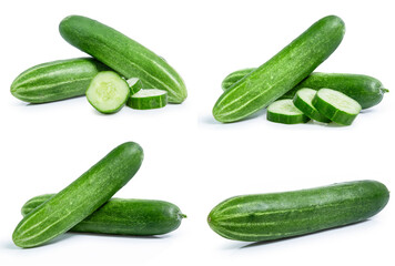 collection mix set cucumber isolated on white background
