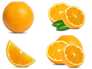 collection mix set orang fruit isolated on white background