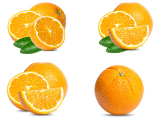 collection mix set orang fruit isolated on white background