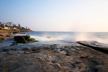 wave crash on La Jolla rocks