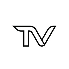 simple initial letter luxury tv line outline logo design with white background