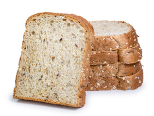 wholegrain bread isolated on white background